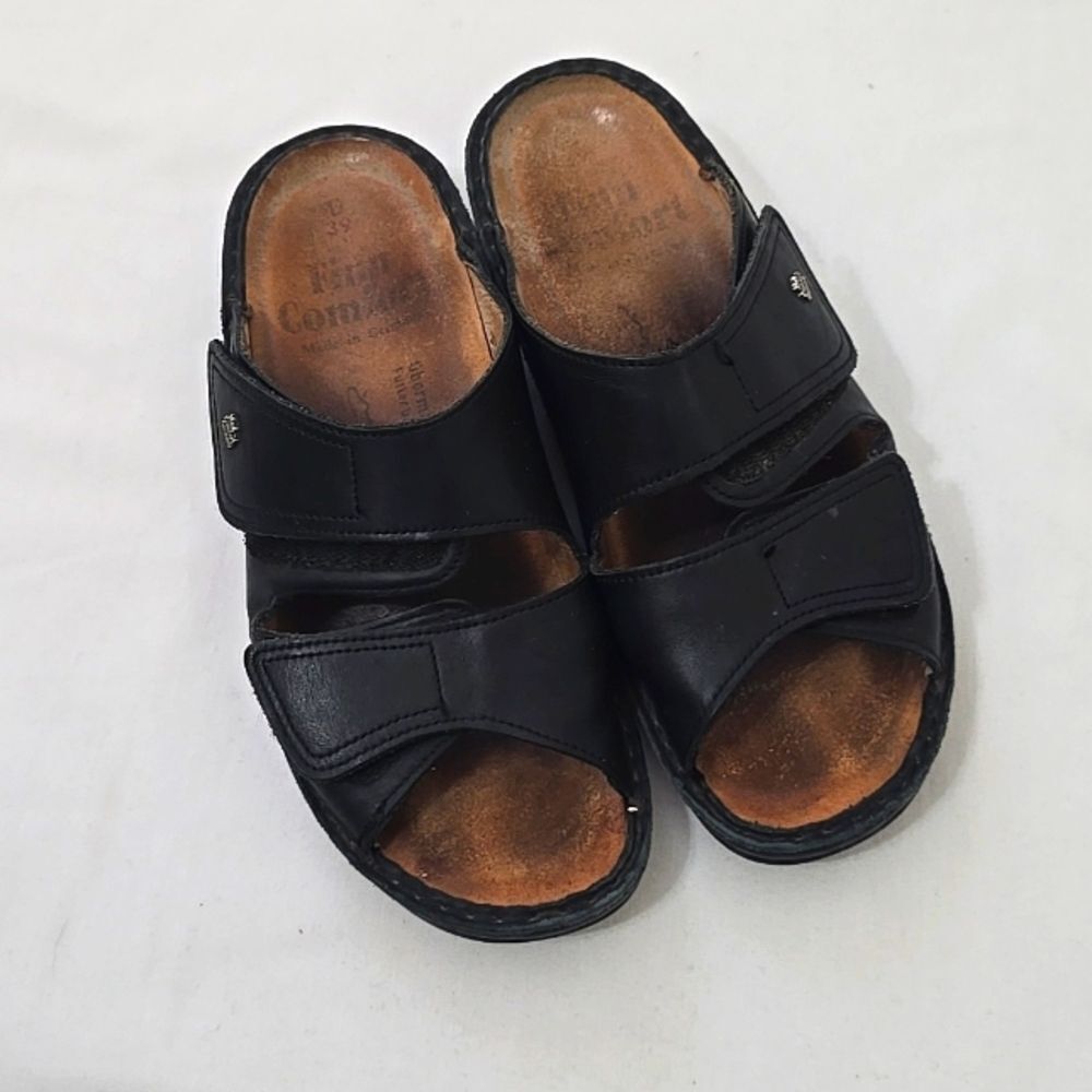 FINN COMFORT Women’s Size EU 39 US 9-9.5 Black Strap Leather Sandals